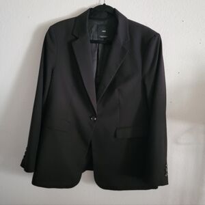 Mango Straight Fit One-Button Suit Blazer Size 14